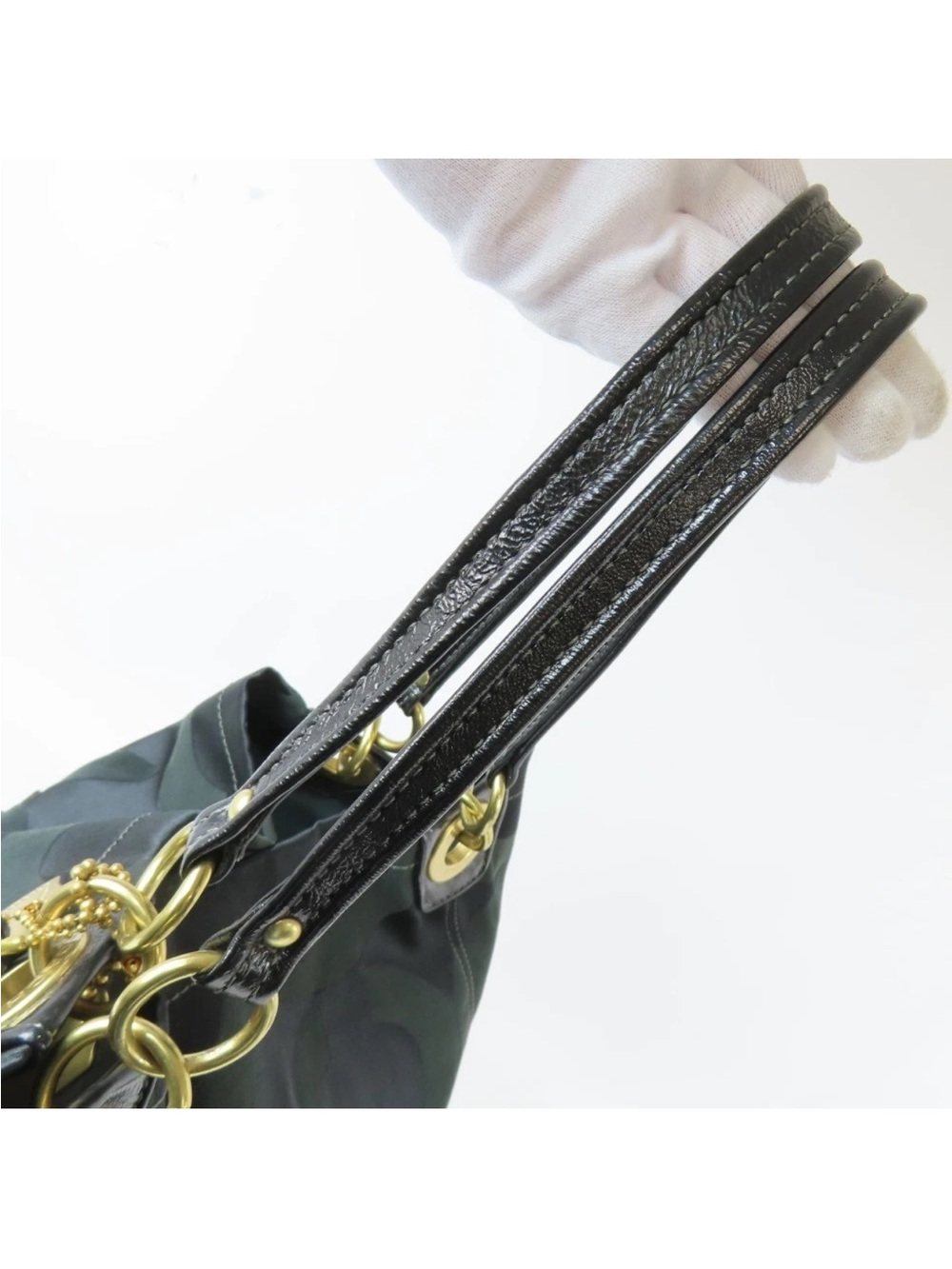 Coach Dark Green and Black Signature Tote with Gold Hardware - Picture 6 of 16